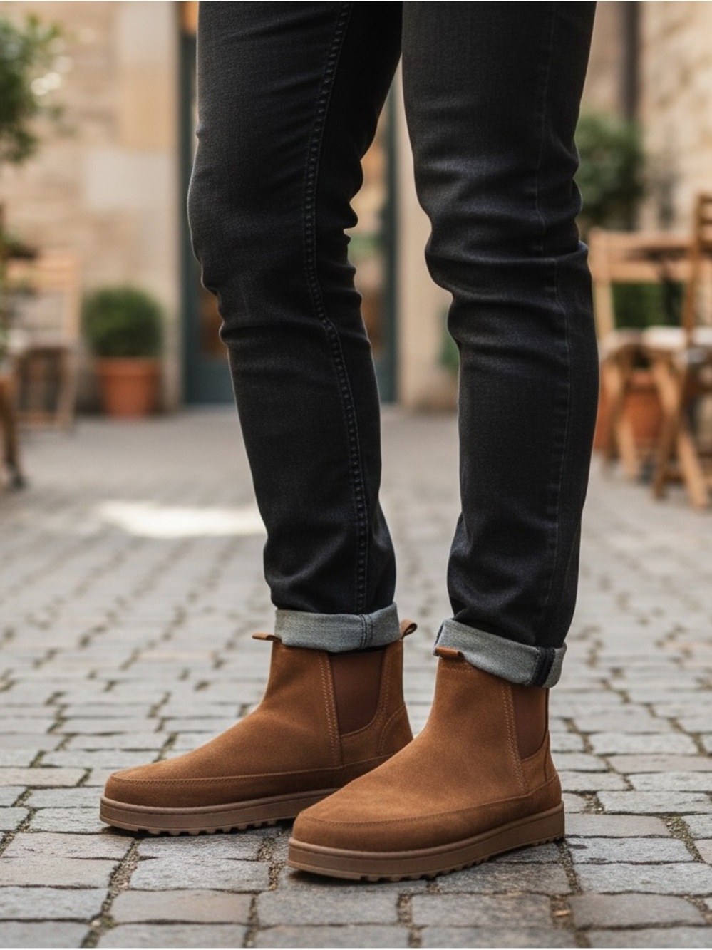 White Mountain Isleworth Men’s 7.5 Chestnut Faux Suede Sherpa Boots NWT